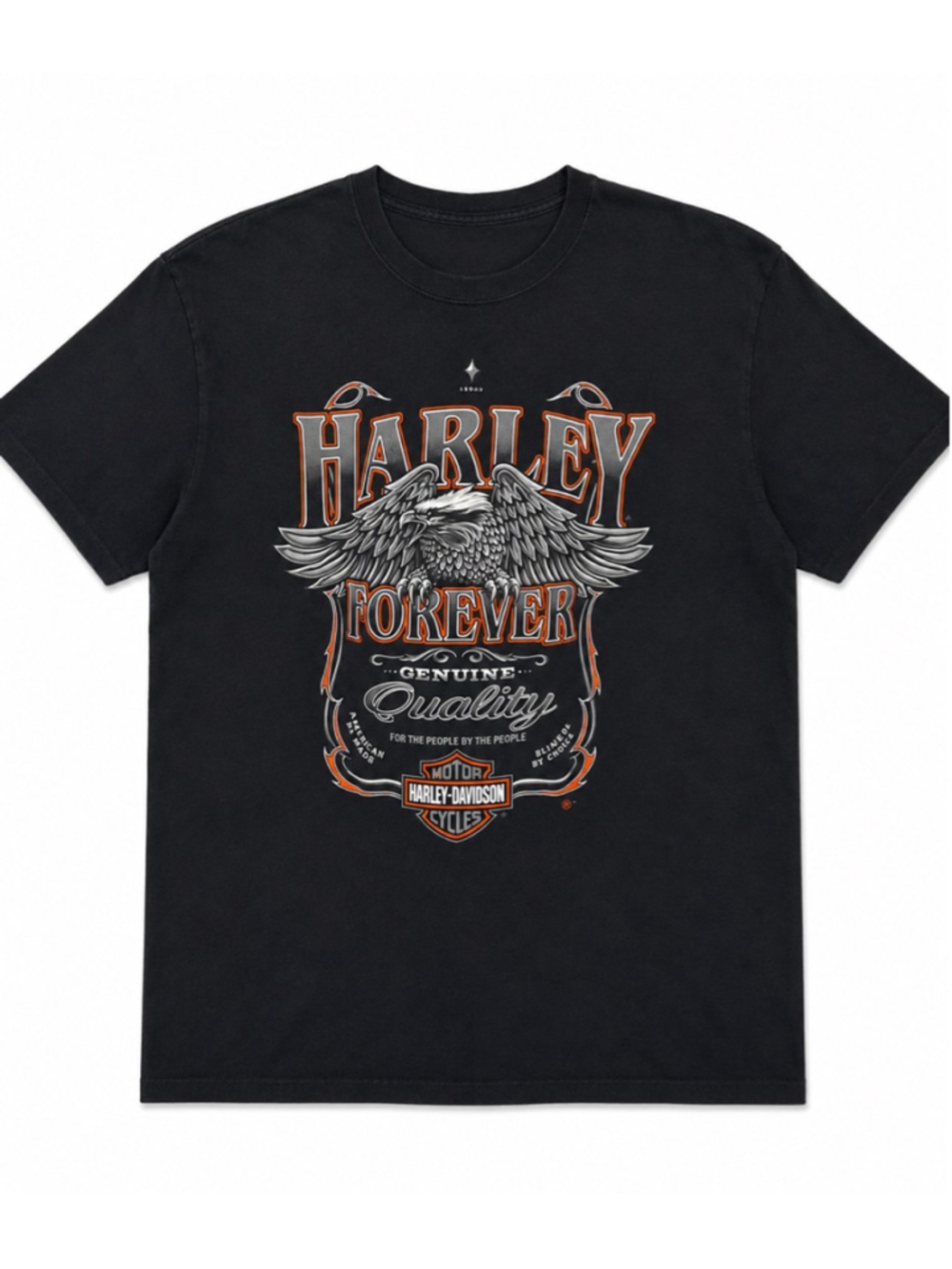 Harley Davidson Short Sleeve Tshirt Texas Eagle Tribal Hit Men's 2XL Black 2010